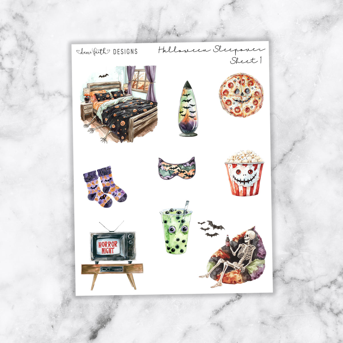 Halloween Sleepover Journal Stickers