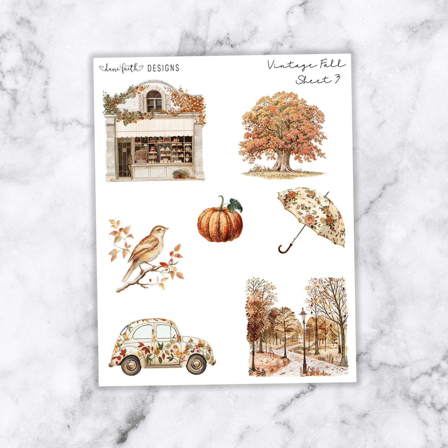 Vintage Autumn Deco Stickers